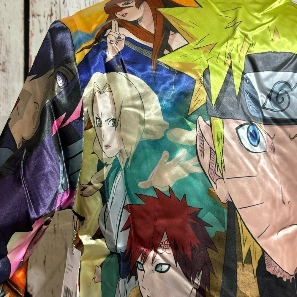 REASON CLOTHING BRAND X NARUTO SHIPPUDEN explosion satin Puffer Bomber jacket